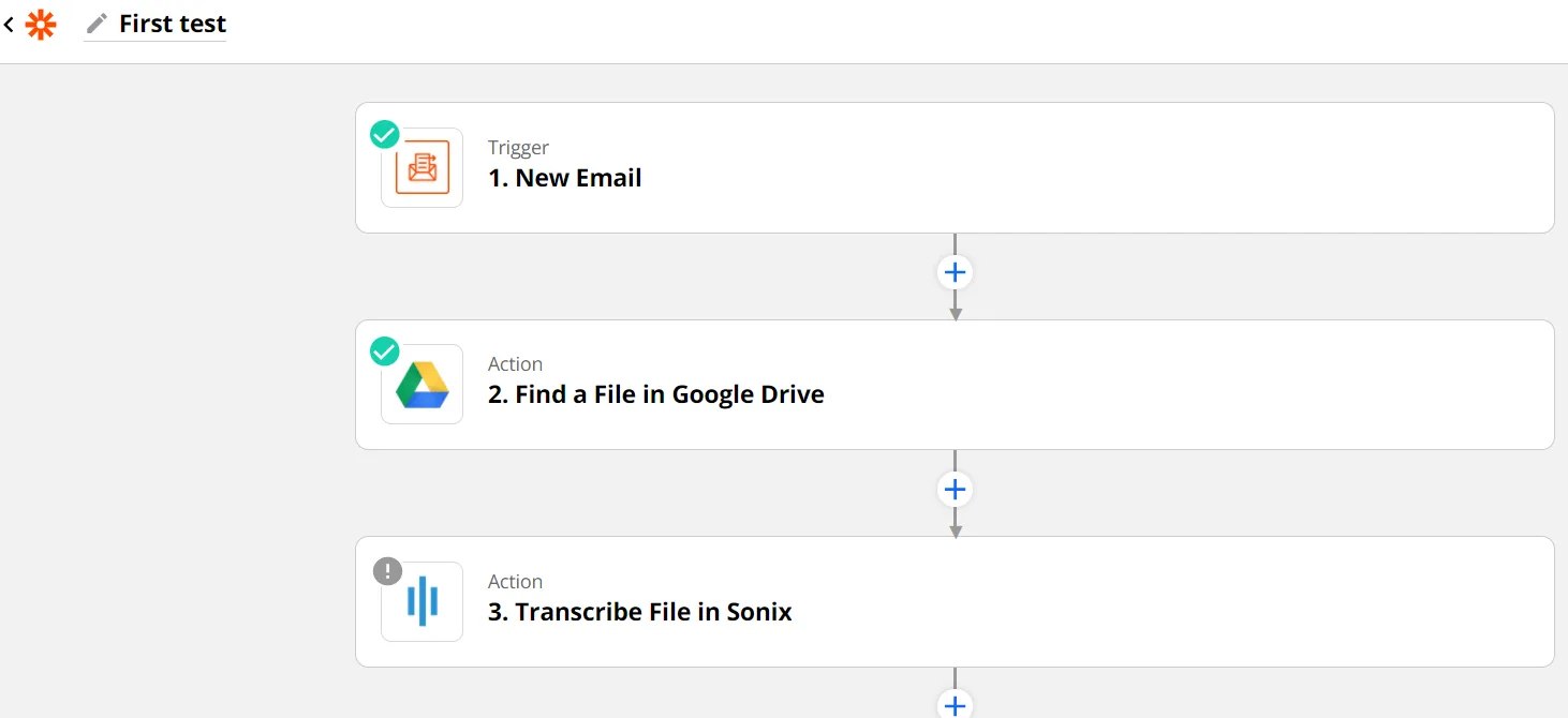 first-test-zapier Schermata di Zapier
